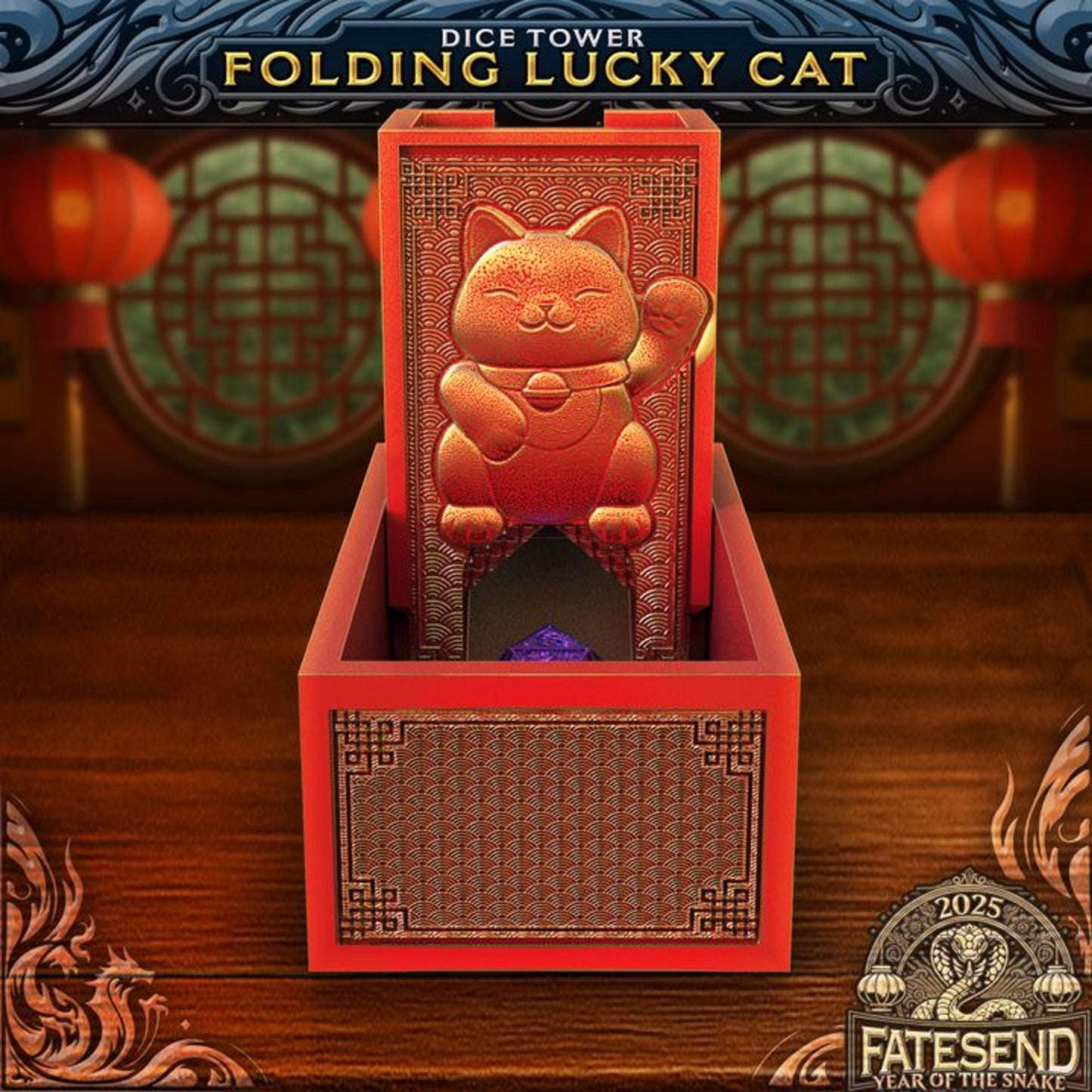 Lucky Cat Folding Dice Tower