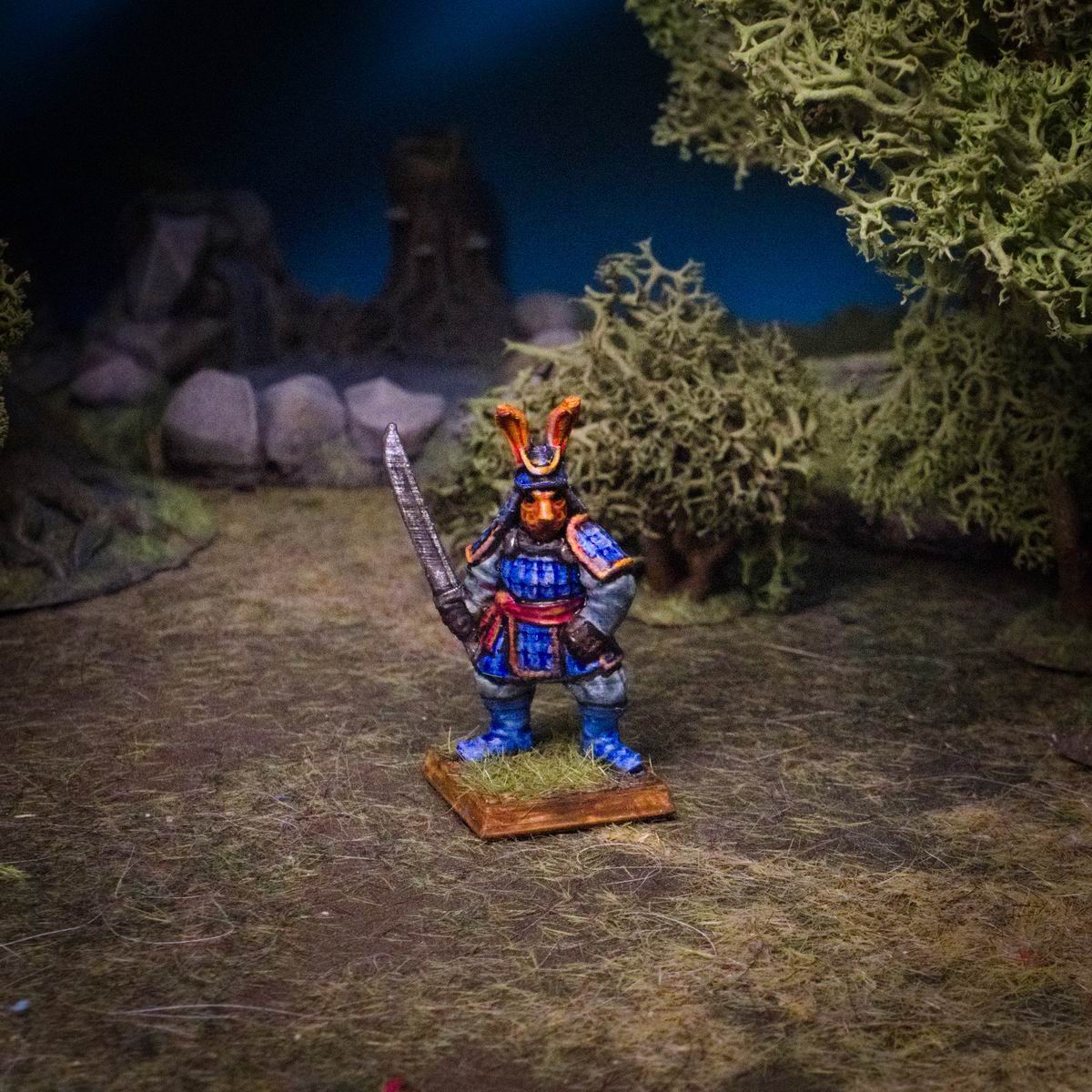 Kaninfolk samurai, 3D-printet D&D-miniatyr fra Spillsmia.