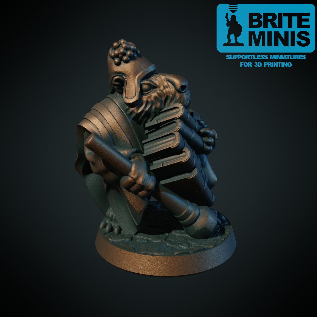 Capybarafolk lærd, 3D-printet D&D-miniatyr fra Spillsmia.