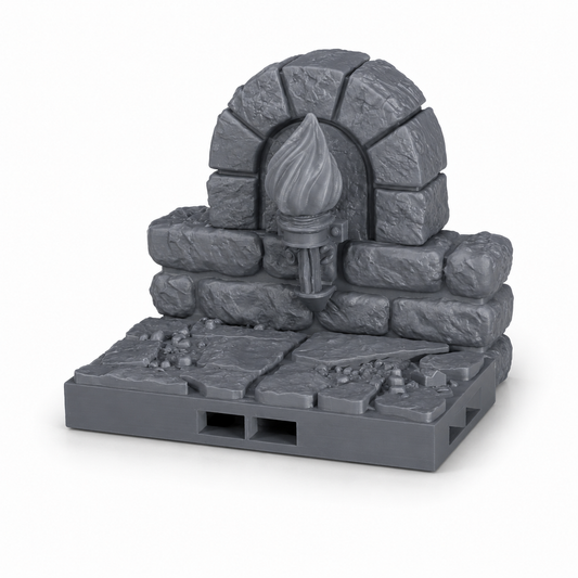 Dungeon-vegg med fakkel – 1x2 Mønster B