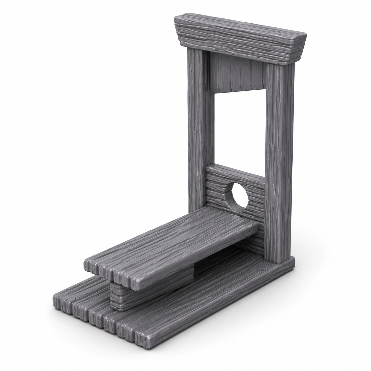 3D-printet giljotin – dramatisk rekvisitt til henrettelser og redningsoppdrag i rollespill.