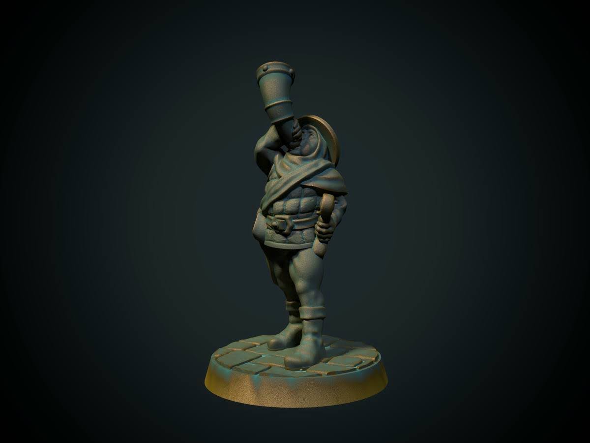 Hornblåser, 3D-printet D&D-miniatyr fra Spillsmia.
