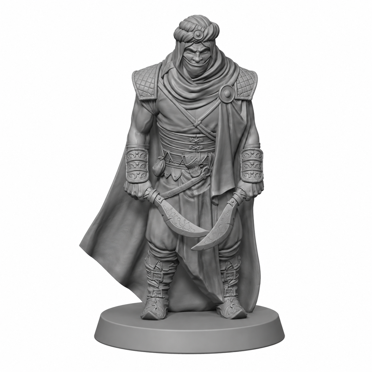 3D-printet Immortal Soldier elitekriger i grå PLA til D&D og tabletop-rollespill.