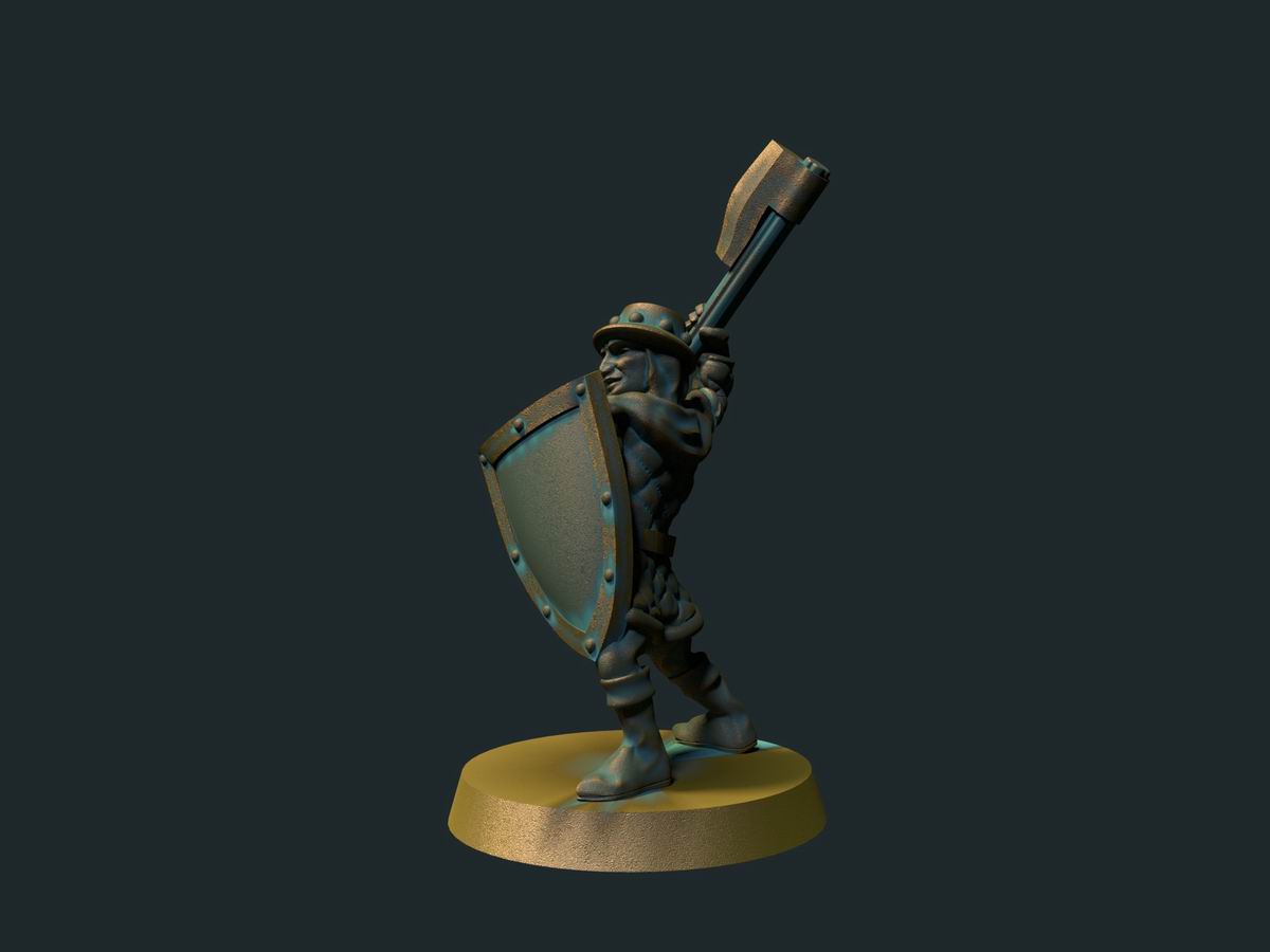 Infanterisoldat, 3D-printet D&D-miniatyr fra Spillsmia.