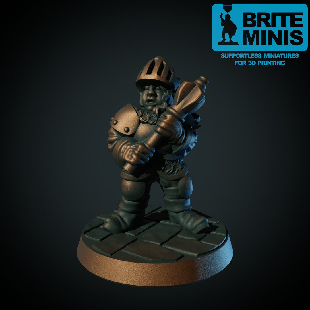 Ung eventyrer - paladin, 3D-printet D&D-miniatyr fra Spillsmia.