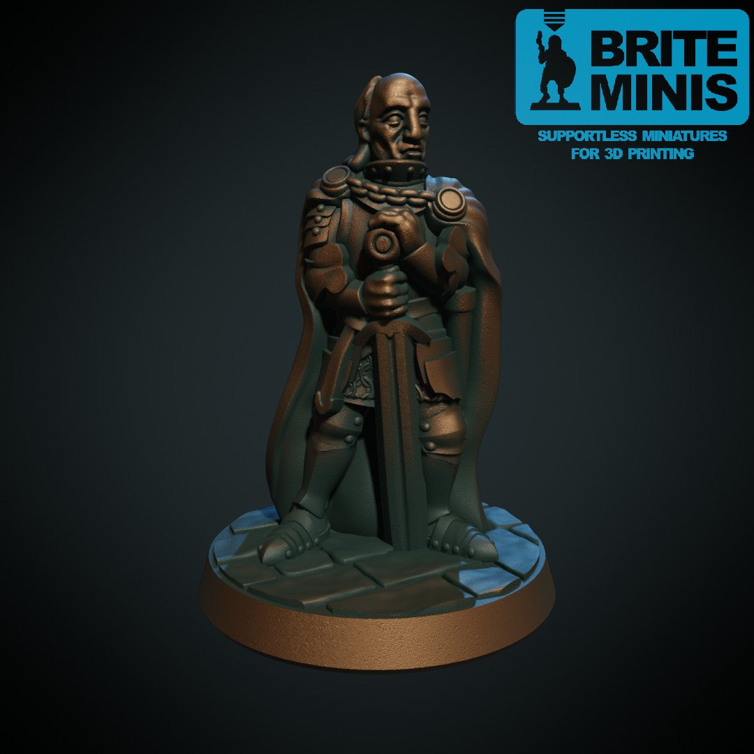 King Jagiello i rustning, 3D-printet D&D-miniatyr fra Spillsmia.