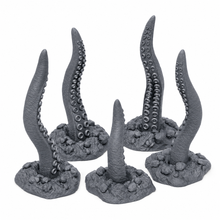3D-printet sett med store havtentakler som bryter opp fra dypet i grå PLA til D&D og Pathfinder.