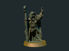 3D-printet lich, uddødelig skjelettaktig trollmann i grå PLA til D&D og Pathfinder.