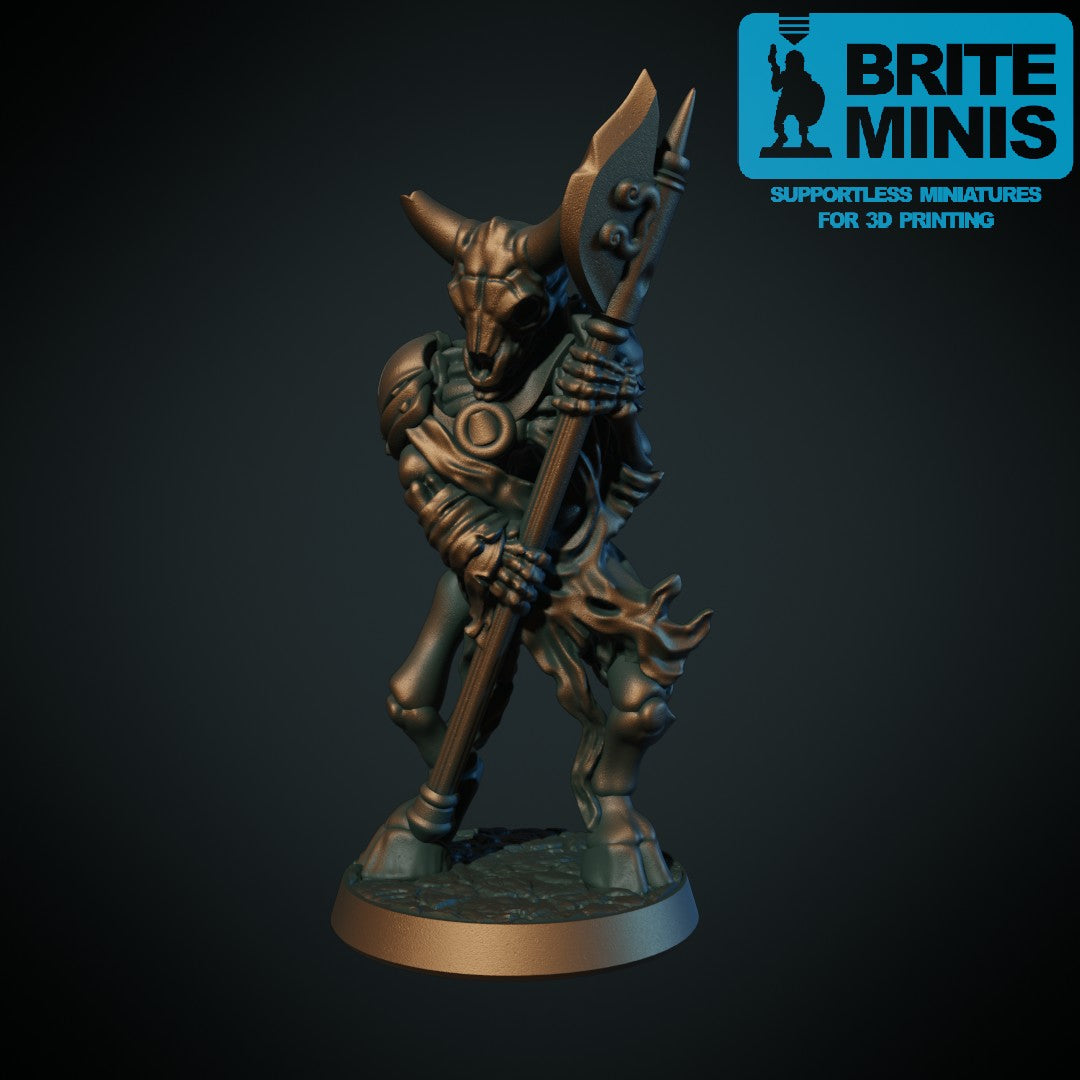3D-printet minotaur-skjelett, stort vandød skjelett i grå PLA til D&D og Pathfinder.