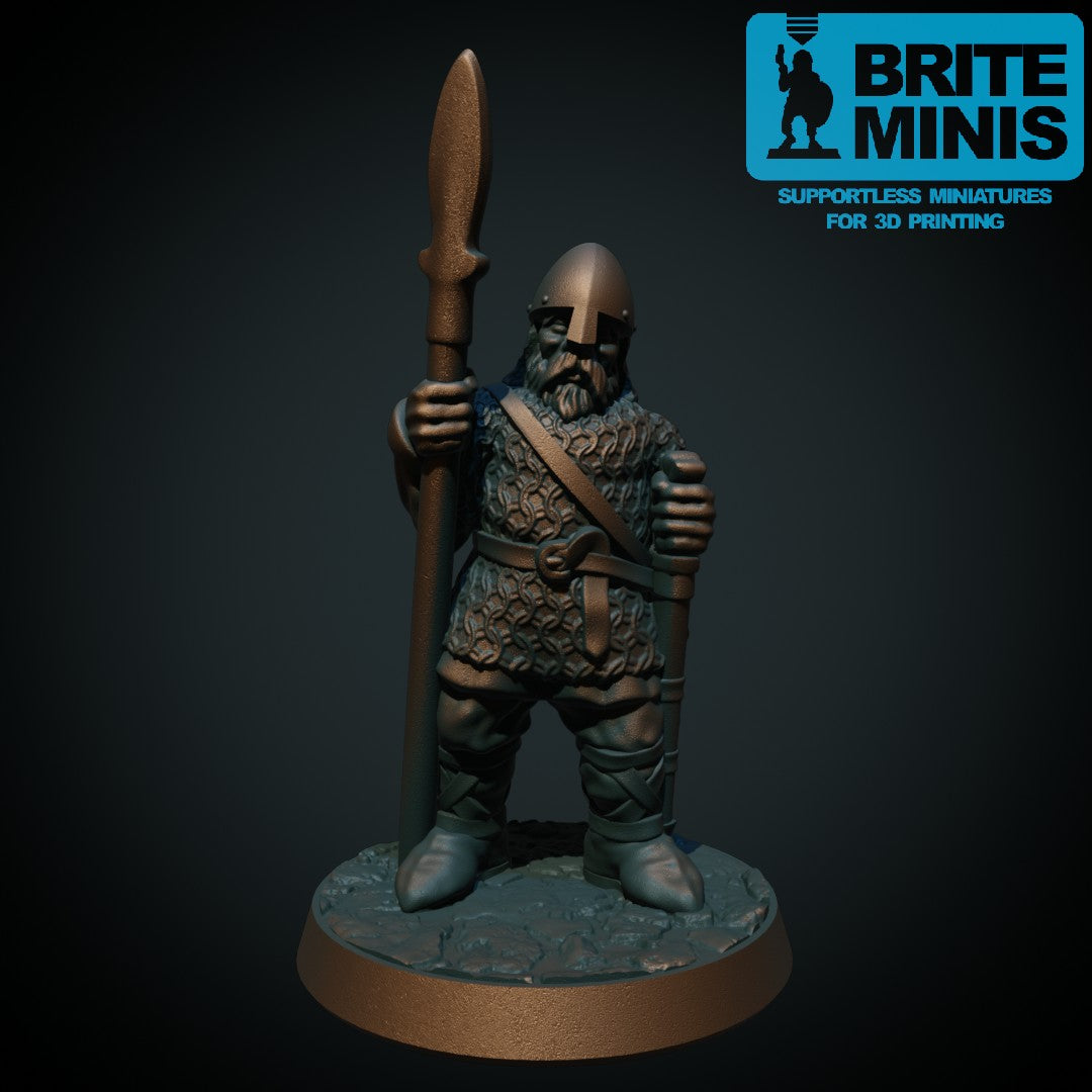 Nordisk spydmann, 3D-printet D&D-miniatyr fra Spillsmia.