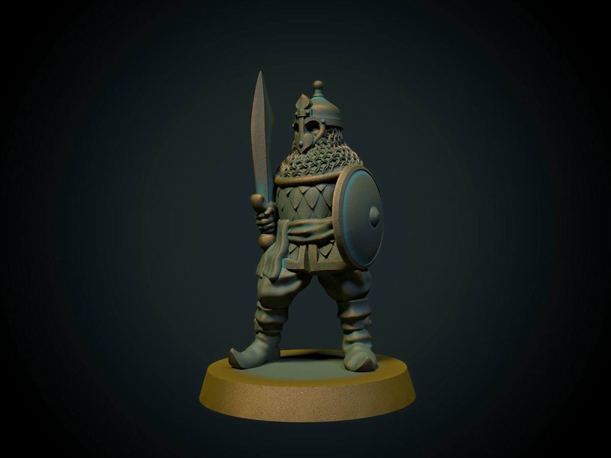 Sarasensk elitesverdmann, 3D-printet D&D-miniatyr fra Spillsmia.