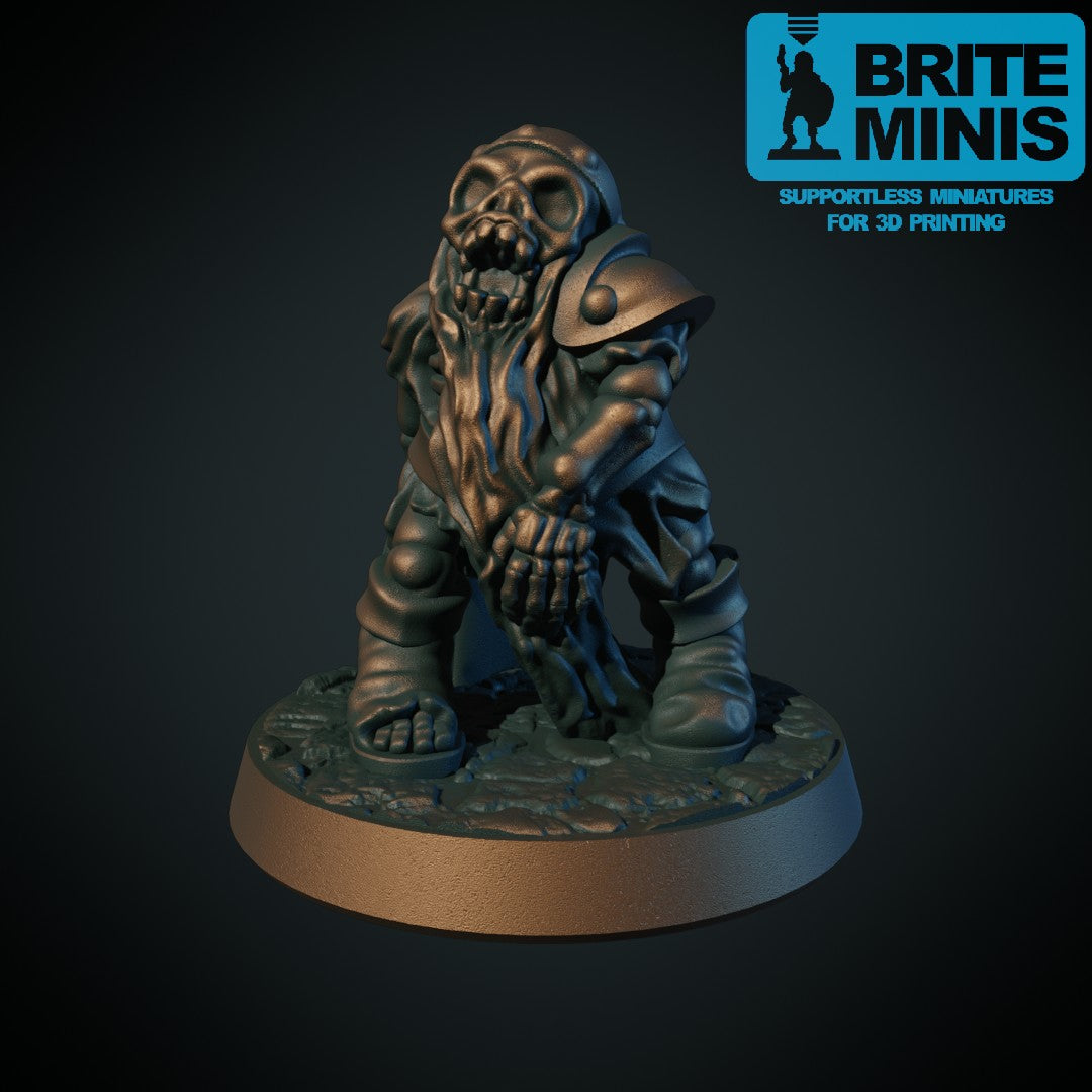 3D-printet dvergskjelett I, undersetsig vandød dvergeskjelett i grå PLA til D&D og Pathfinder.