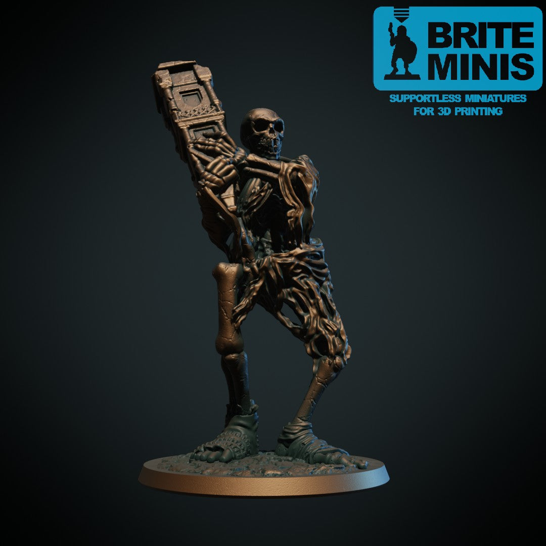 3D-printet kjempeskjelett i grå PLA til D&D og Pathfinder.