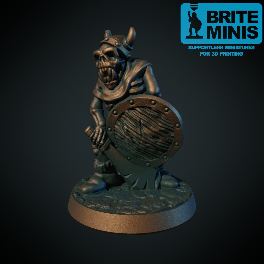 3D-printet orkskjelett I, kraftig bygget vandød orkeskjelett i grå PLA til D&D og Pathfinder.