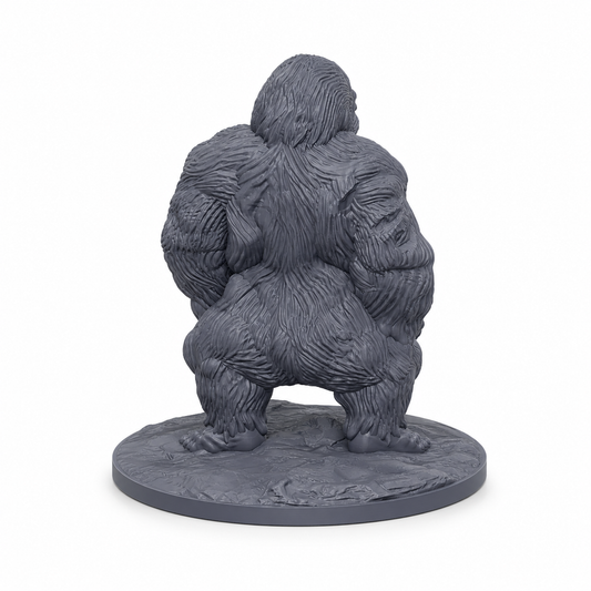 3D-printet Undead Gorilla IV med tung kropp, udødt preg og truende positur i grå PLA til D&D og tabletop-rollespill.