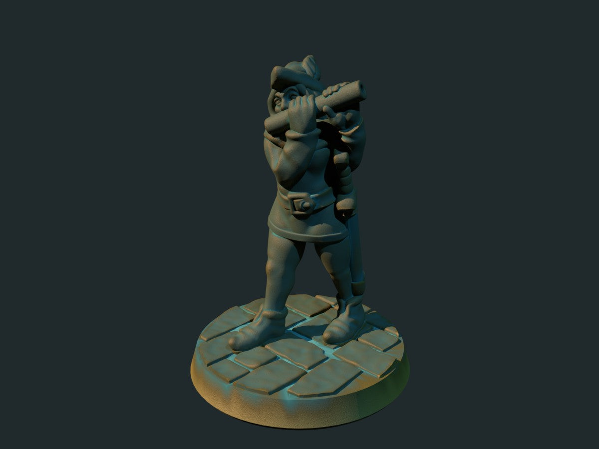 Jente med fløyte, 3D-printet D&D-miniatyr fra Spillsmia.