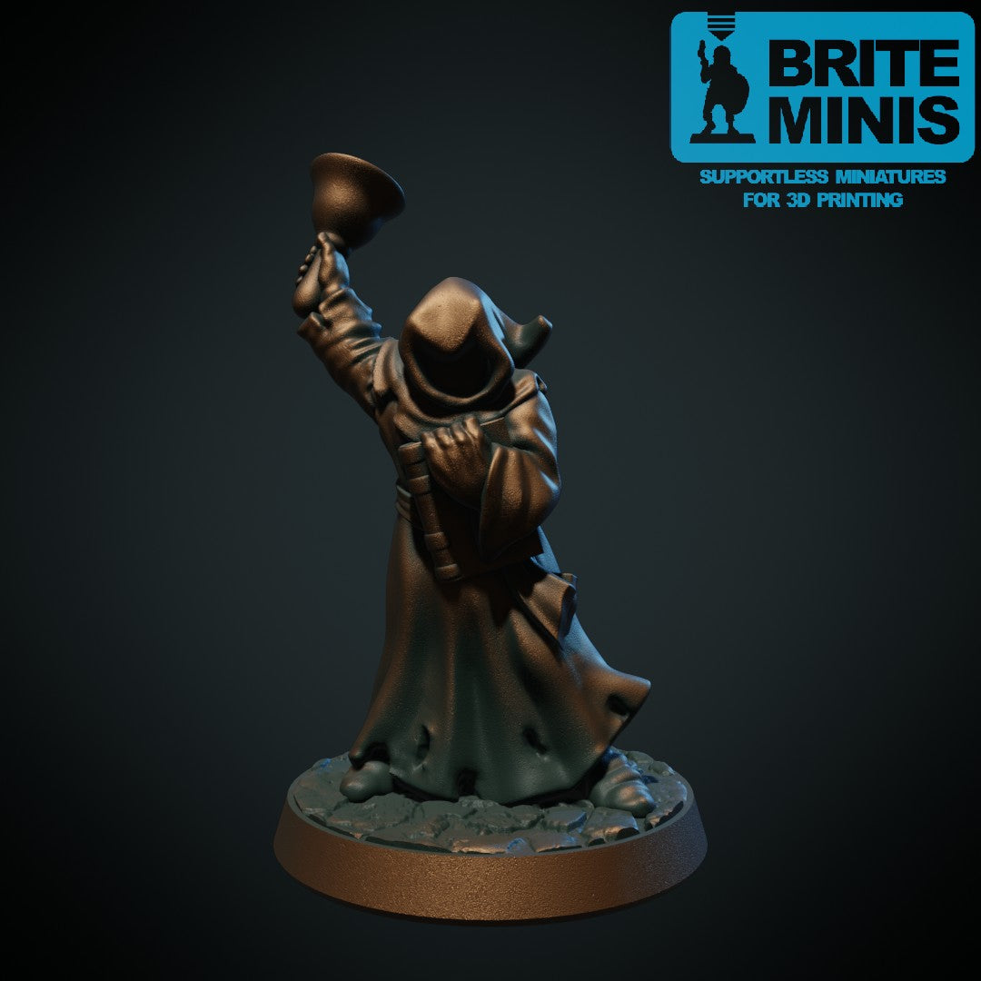 Munk med bjelle, 3D-printet D&D-miniatyr fra Spillsmia.