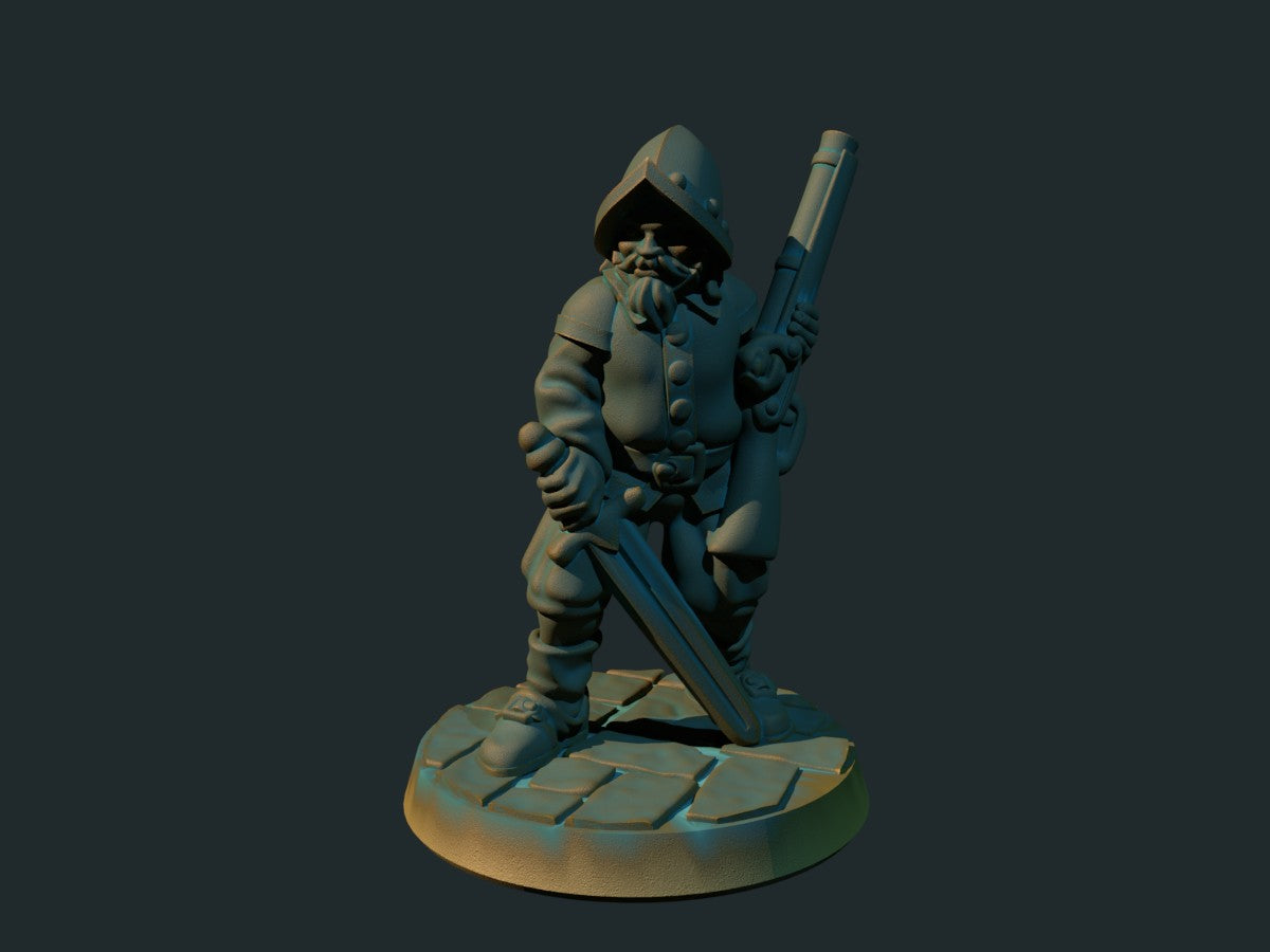 Musketer I, 3D-printet D&D-miniatyr fra Spillsmia.