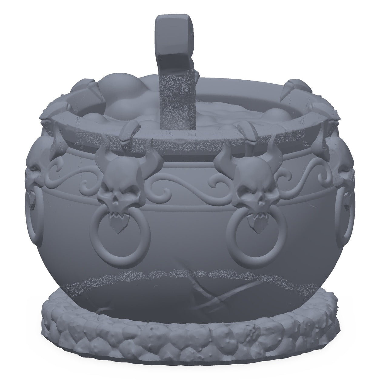 3D-printet heksegryte i grå PLA – terrengrekvisitt til D&D og Pathfinder.