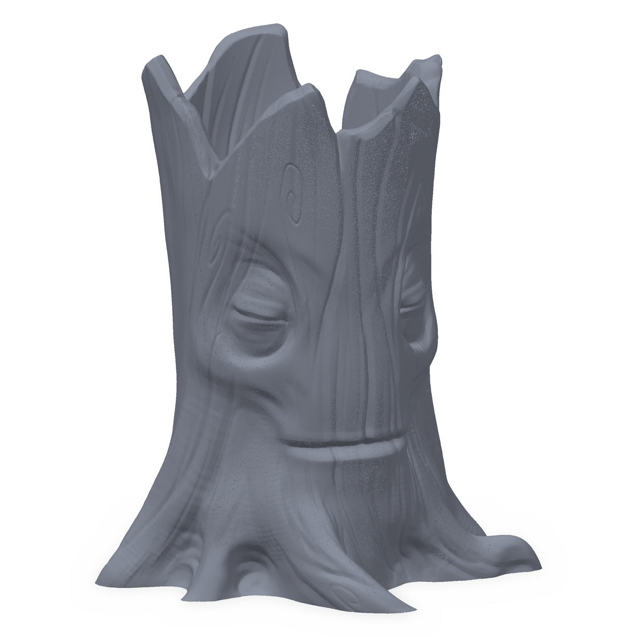 3D-printet nedfallstre i grå PLA – terrengrekvisitt til D&D og Pathfinder.