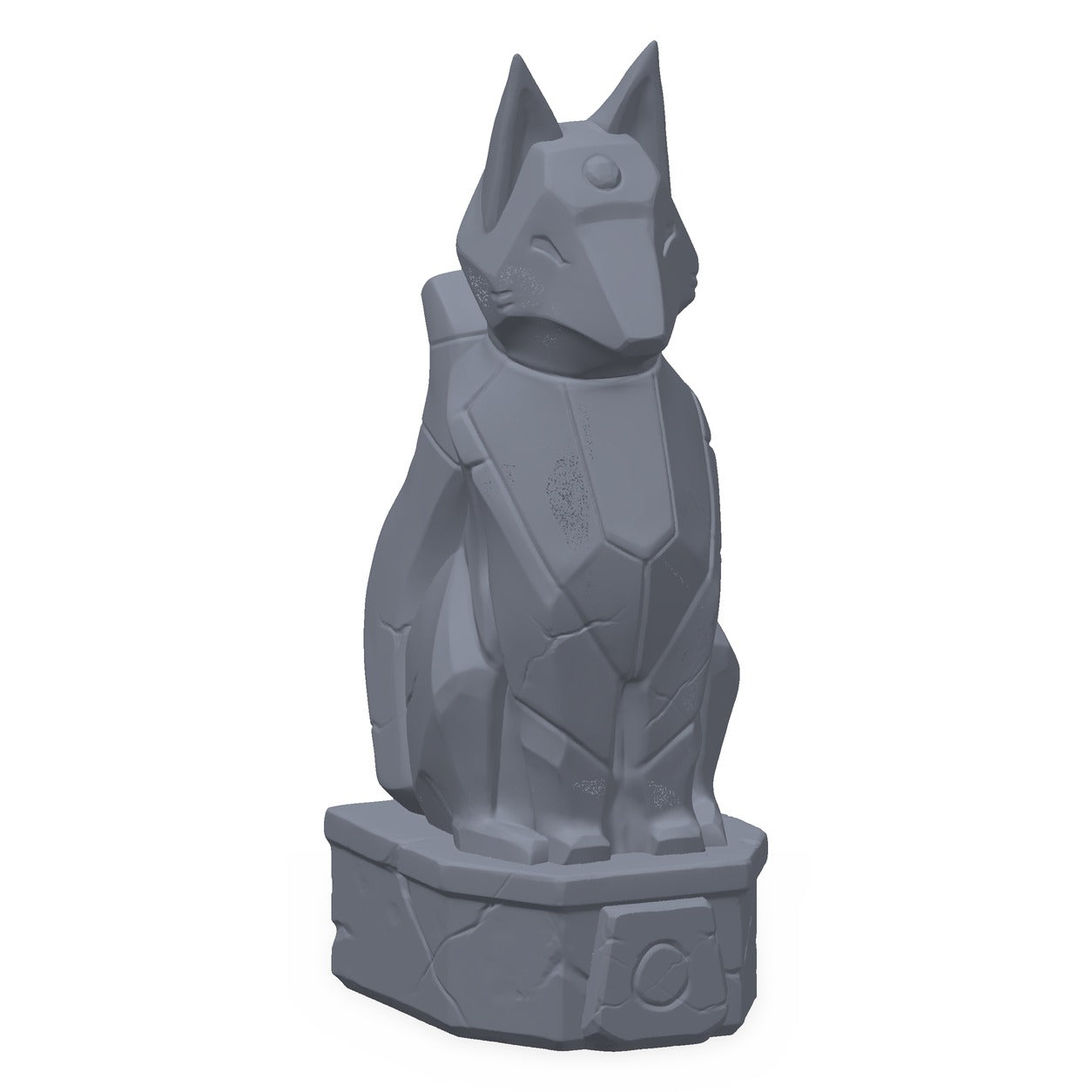 3D-printet revestatue i grå PLA – terrengrekvisitt til D&D og Pathfinder.