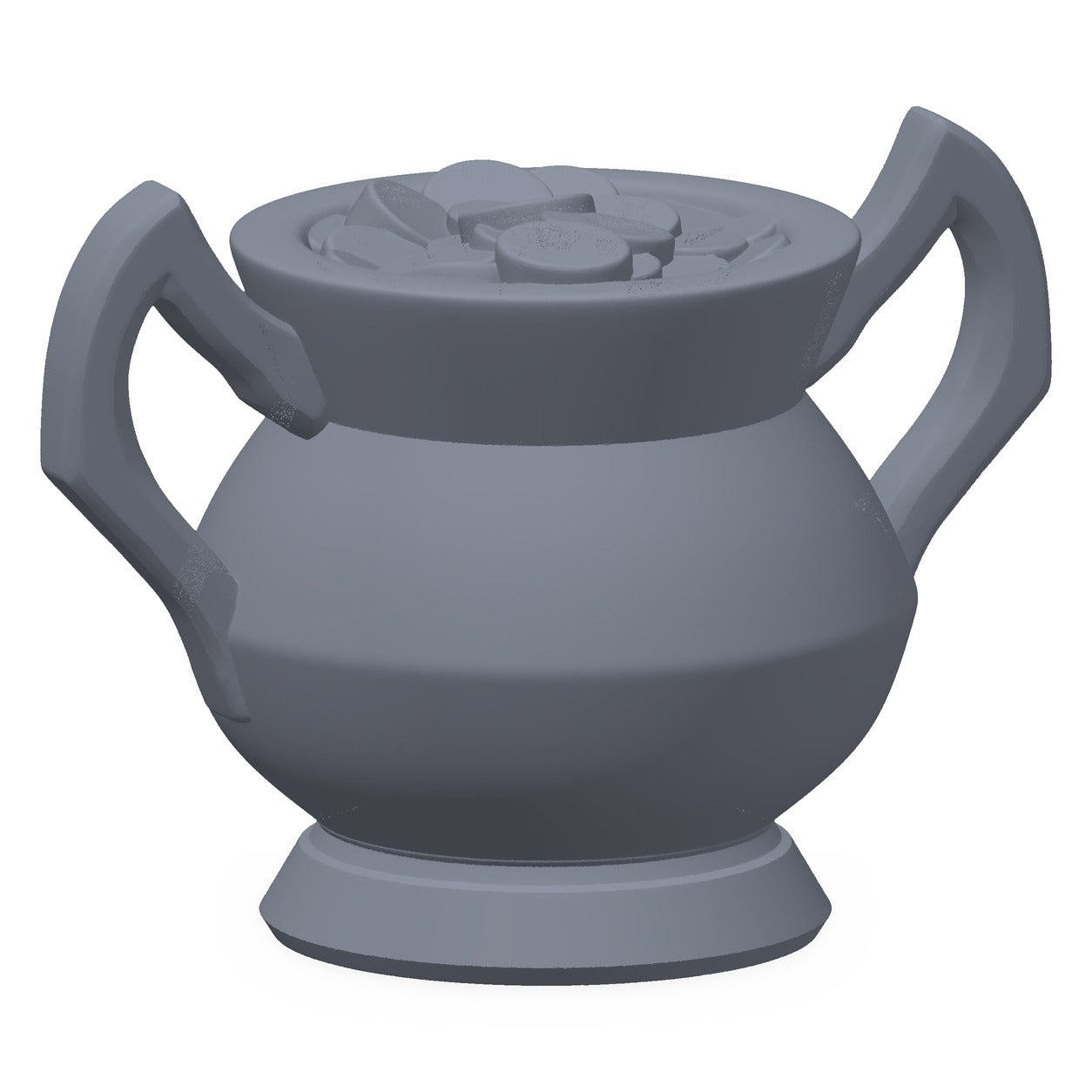 3D-printet gullkrukke i grå PLA – terrengrekvisitt til D&D og Pathfinder.