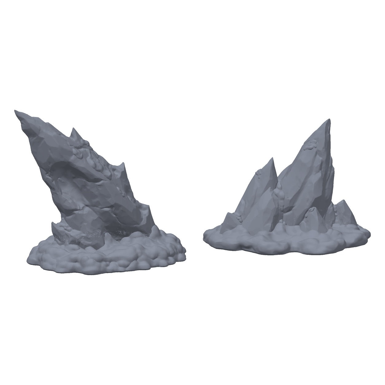 3D-printet istagger i grå PLA – terrengrekvisitt til D&D og Pathfinder.