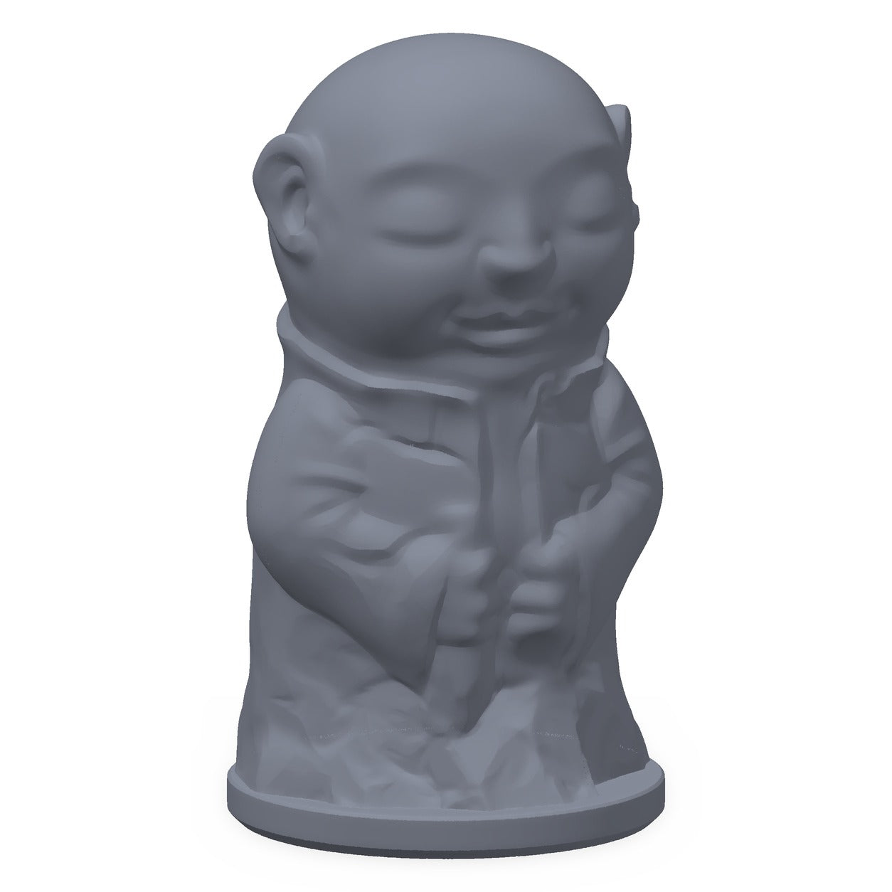3D-printet munkeidol i grå PLA – terrengrekvisitt til D&D og Pathfinder.