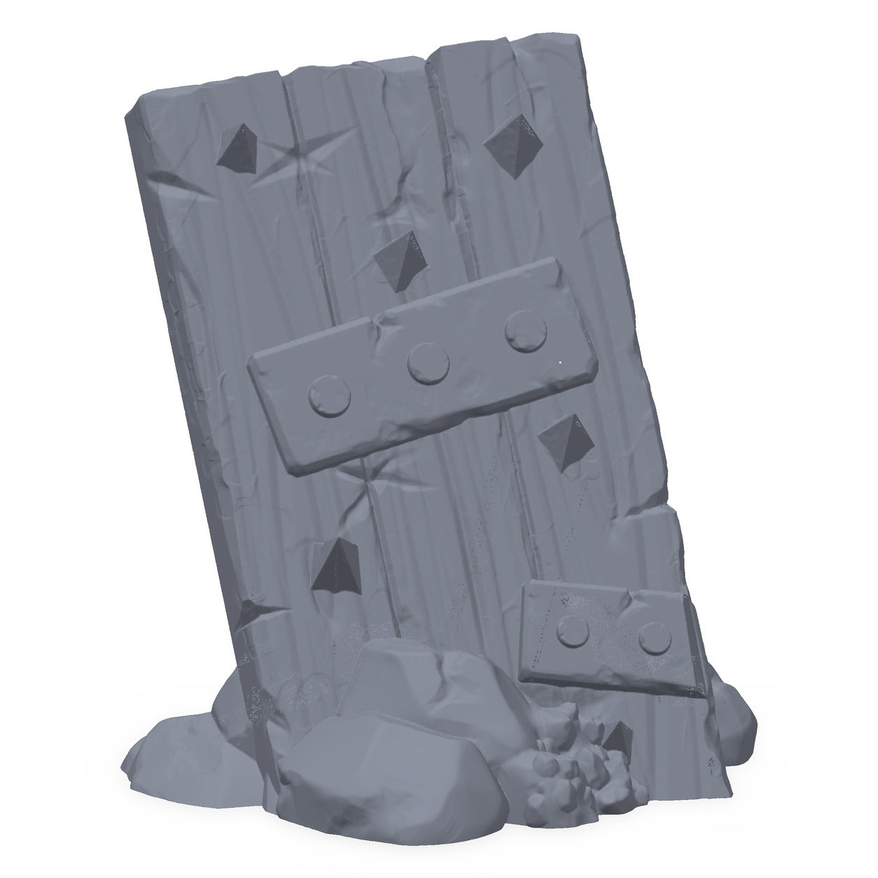 3D-printet ruinskanse i grå PLA – terrengrekvisitt til D&D og Pathfinder.