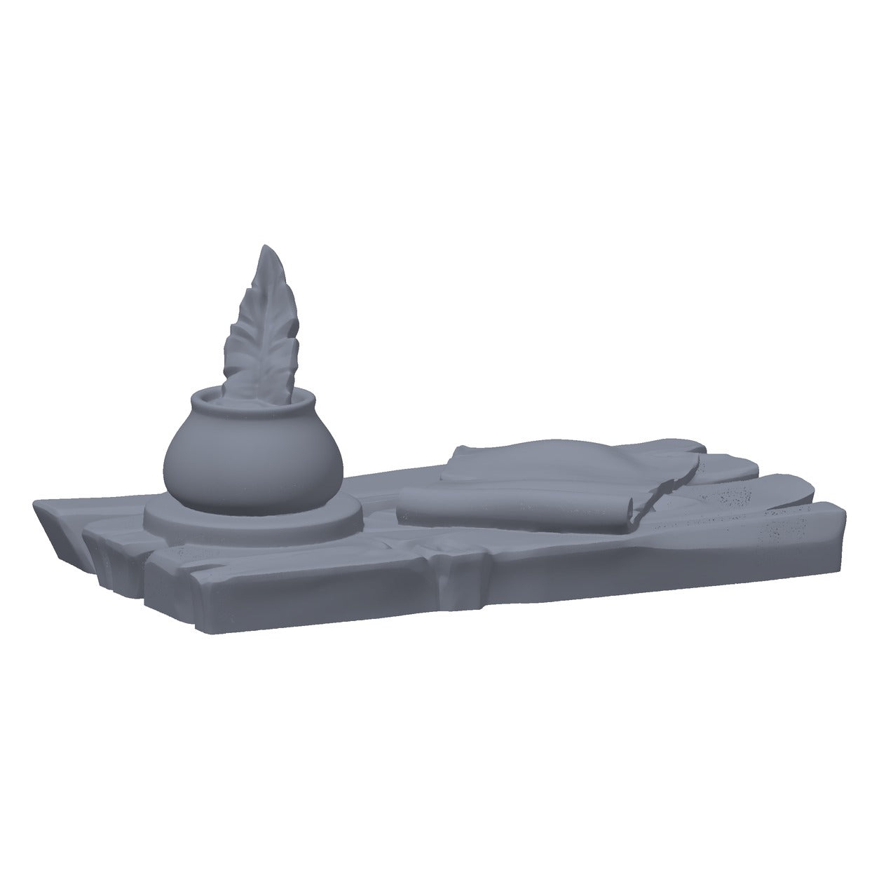 3D-printet kartbord i grå PLA – terrengrekvisitt til D&D og Pathfinder.