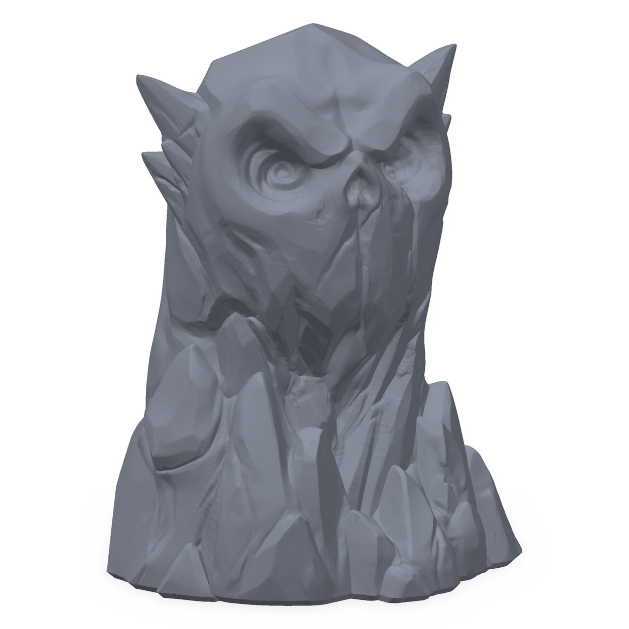 3D-printet skallestein i grå PLA – terrengrekvisitt til D&D og Pathfinder.