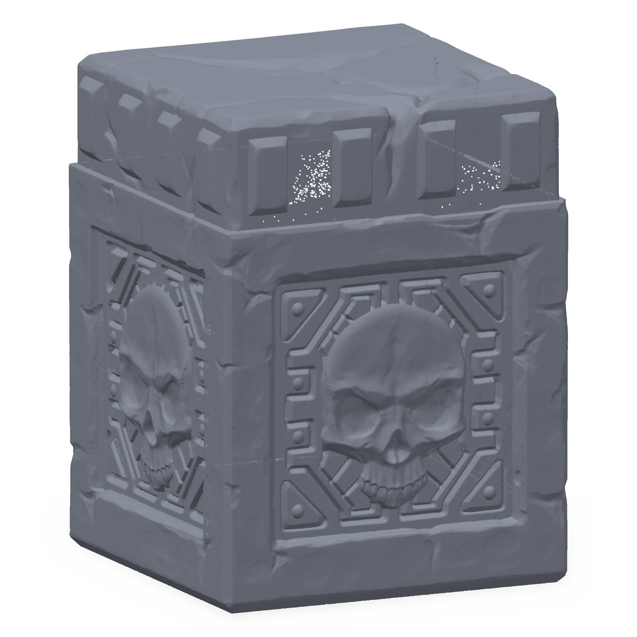 3D-printet stammeblokk i grå PLA – terrengrekvisitt til D&D og Pathfinder.