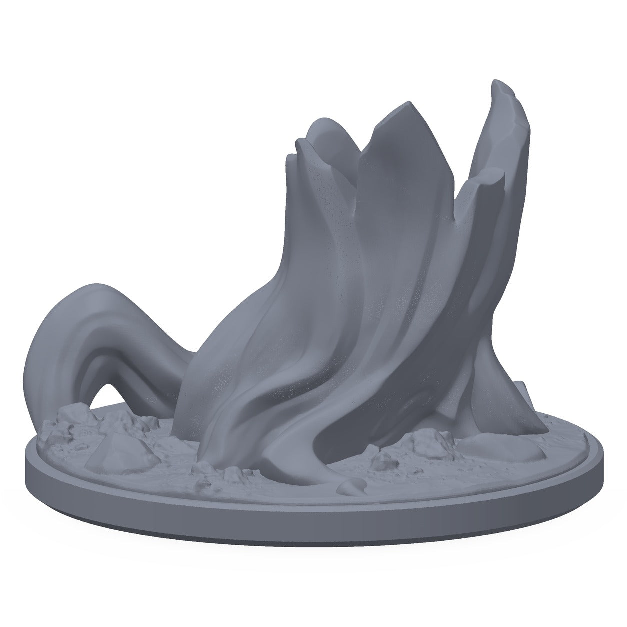 3D-printet villskogsstamme i grå PLA – terrengrekvisitt til D&D og Pathfinder.