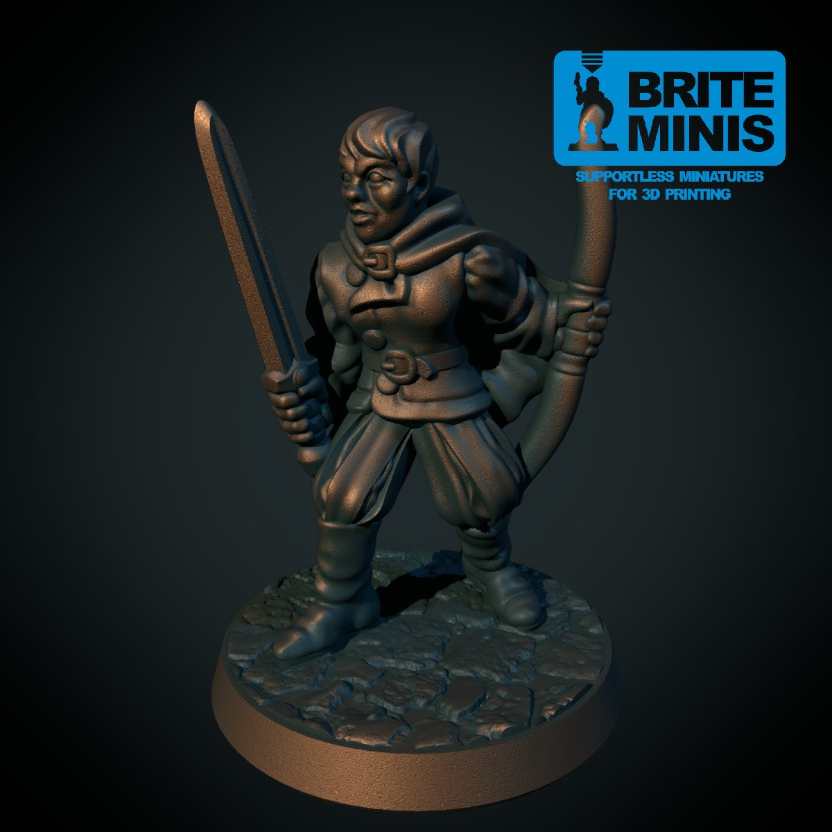 Kvinnelig ranger - 3D-printet D&D-miniatyr fra Spillsmia