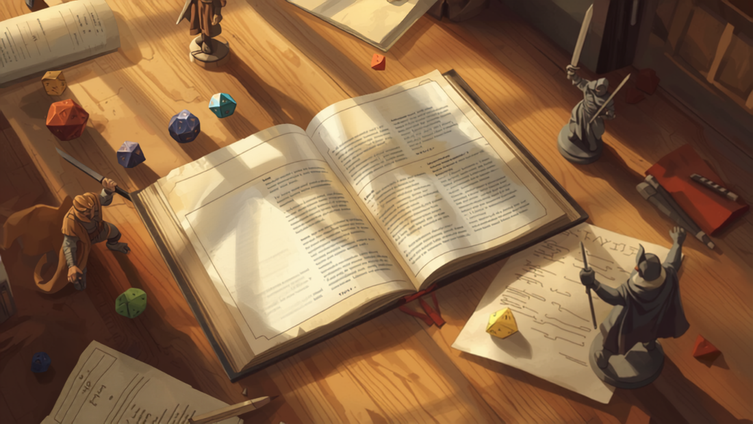 Startutstyr for D&D: terninger, karakterark og miniatyrer, illustrasjon