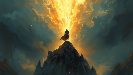 Helt i et avgjørende kampanjeøyeblikk, fantasy-illustrasjon