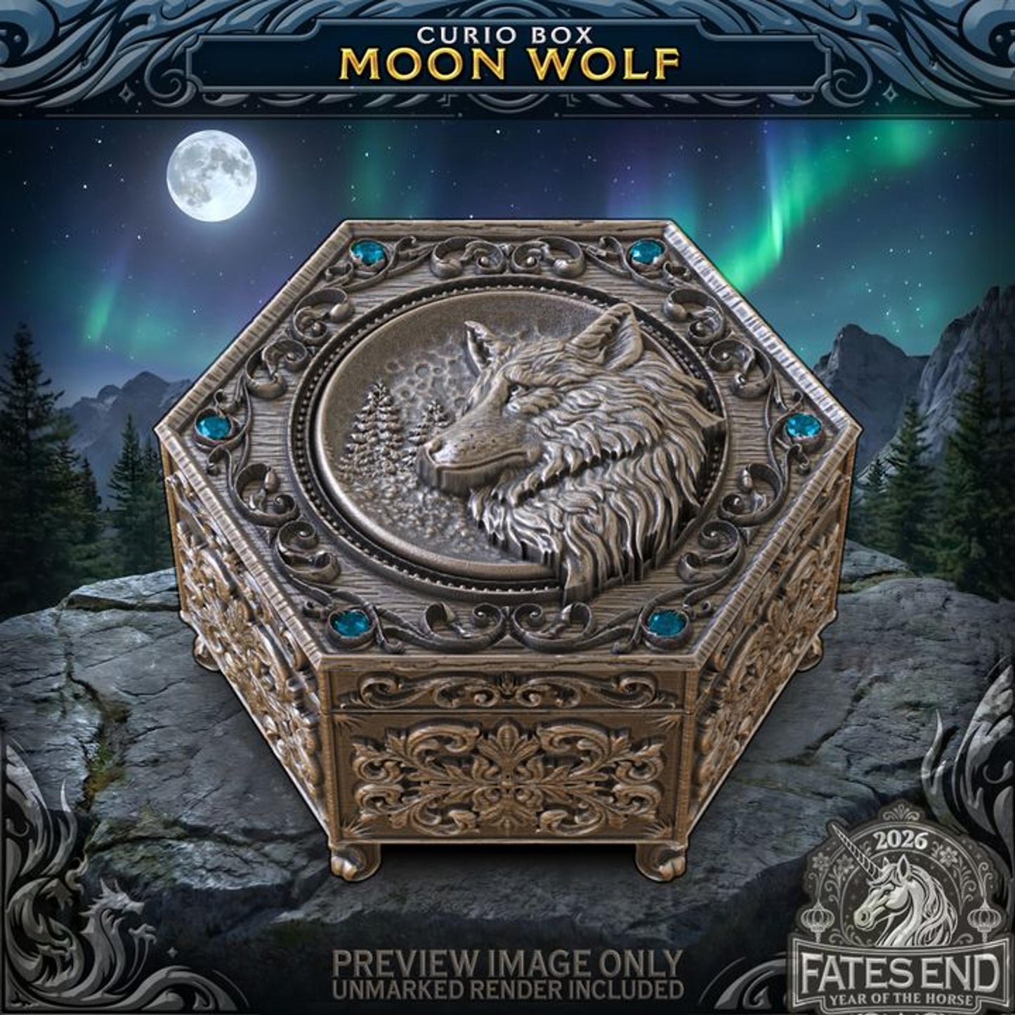 Moon Wolf Curio Box