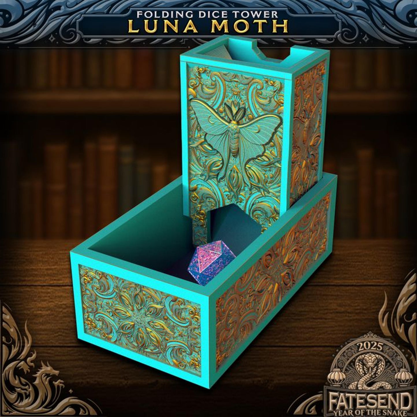 Luna Moth Folding Dice Tower