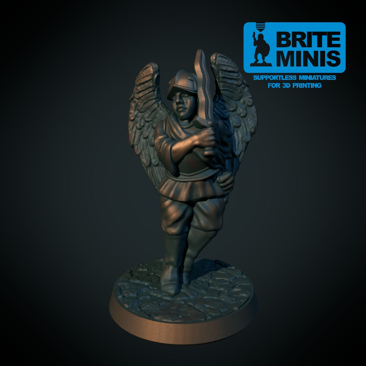 Engel, 3D-printet D&D-miniatyr fra Spillsmia.