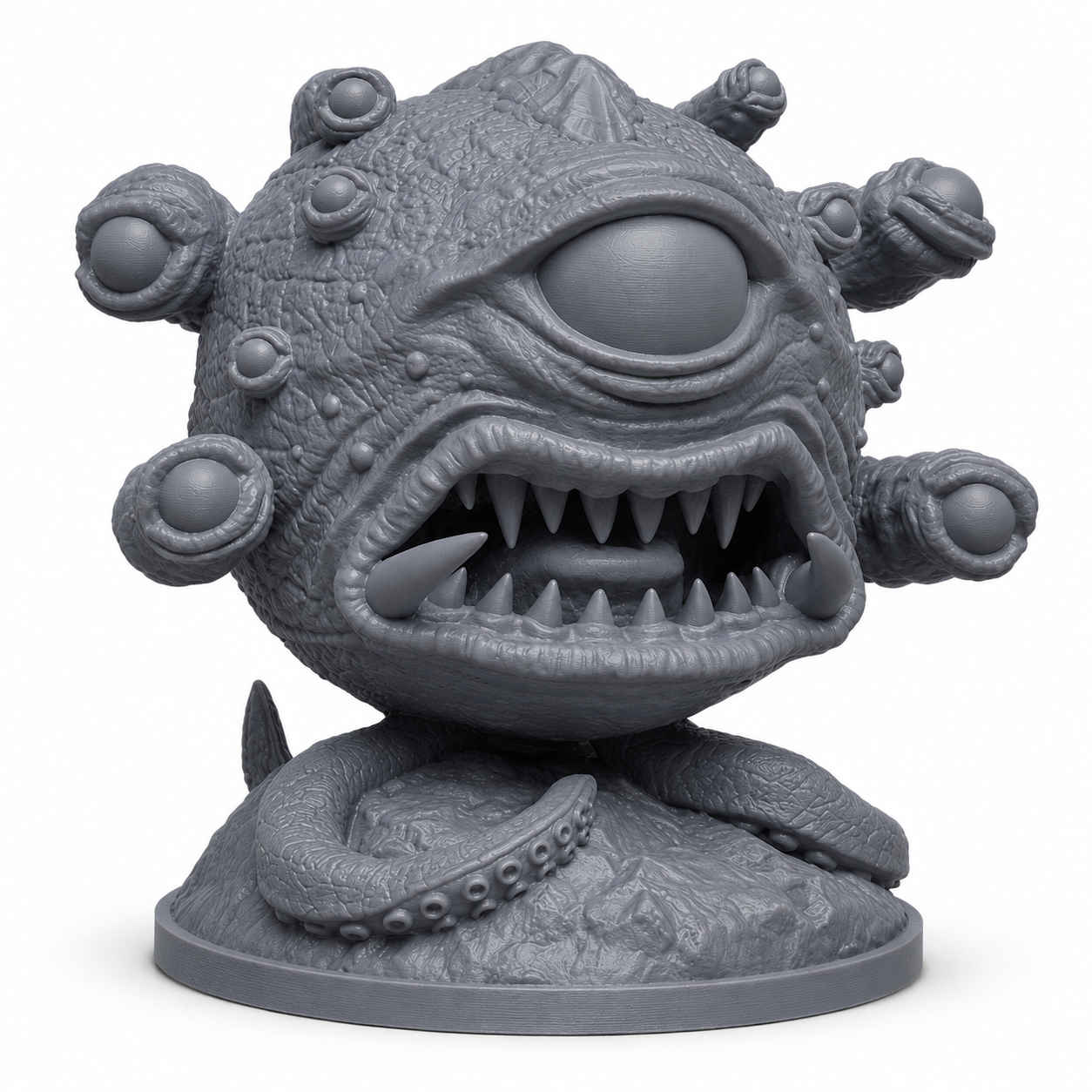 3D-printet Beholder i grå PLA til D&D og tabletop-rollespill.