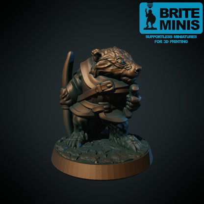 Fire dyrefolk-eventyrere: grevlingranger, kaninsamurai, hundekriger og revjeger, 3D-printet D&D-miniatyrsett fra Spillsmia.