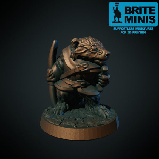 Fire dyrefolk-eventyrere: grevlingranger, kaninsamurai, hundekriger og revjeger, 3D-printet D&D-miniatyrsett fra Spillsmia.