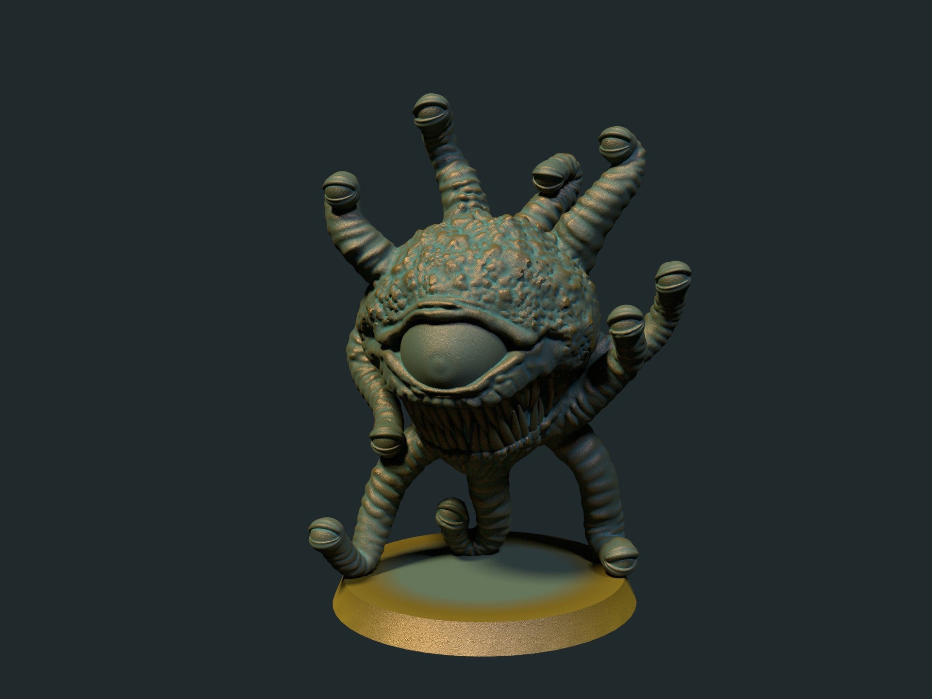 Beholder – 3D-printet D&D-miniatyr fra Spillsmia
