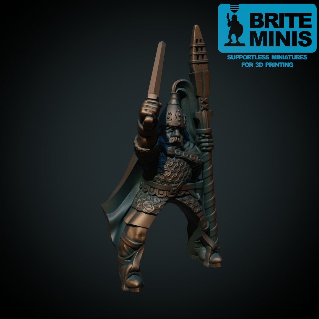 Bolesław Chrobry til hest – 3D-printet miniatyr i grå PLA, umalt, til D&D og Pathfinder