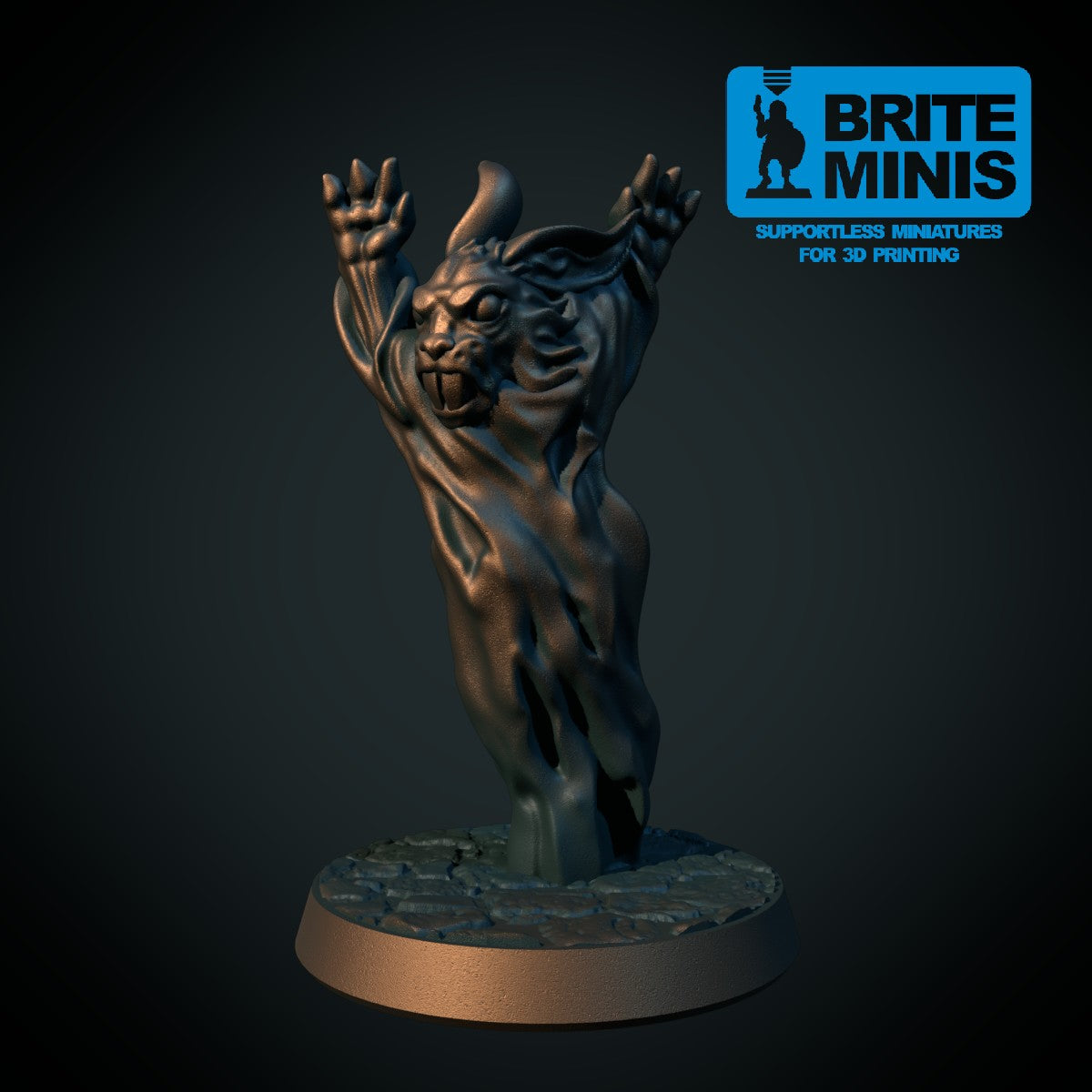 3D-printet spøkelseskanin, liten svevende vandød kanin i grå PLA til D&D og Pathfinder.