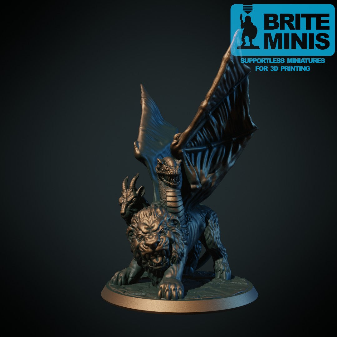 Kimære – 3D-printet D&D-miniatyr fra Spillsmia