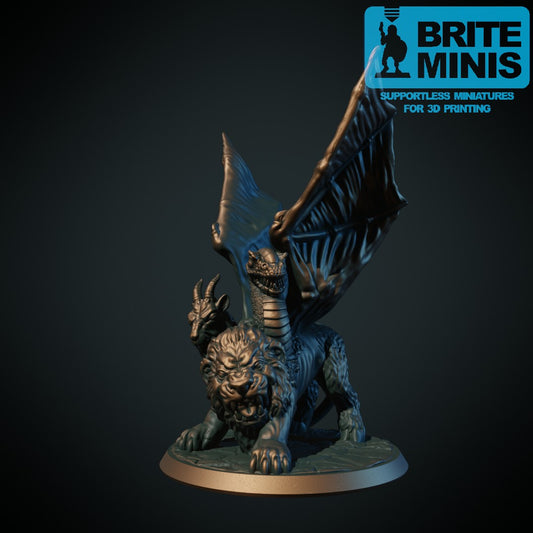 Kimære – 3D-printet D&D-miniatyr fra Spillsmia