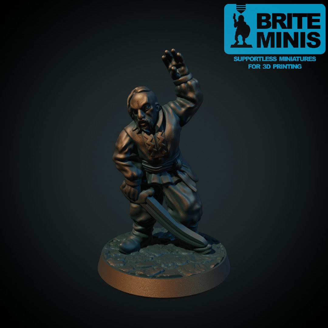 Kosakk med sabel, 3D-printet D&D-miniatyr fra Spillsmia.