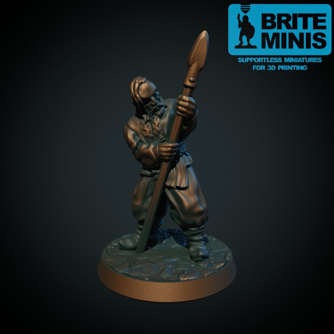 Kosakk med spyd, 3D-printet D&D-miniatyr fra Spillsmia.
