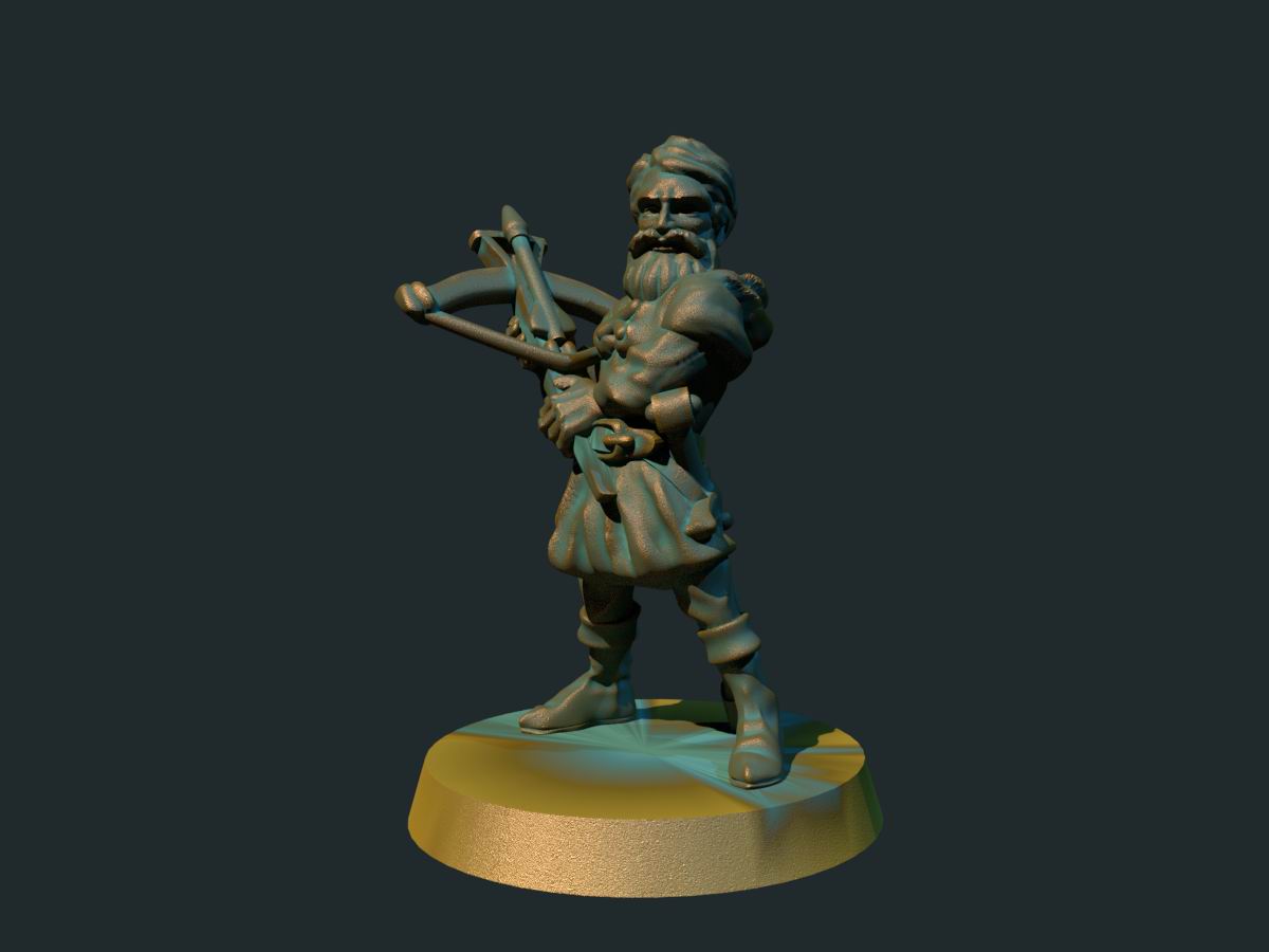 Armbrøst-ranger, 3D-printet D&D-miniatyr fra Spillsmia.